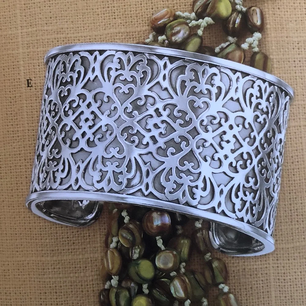 Vintage Silpada Sterling Silver Filigree Heart Scroll Cuff Bracelet R1697 - Picture 5 of 12